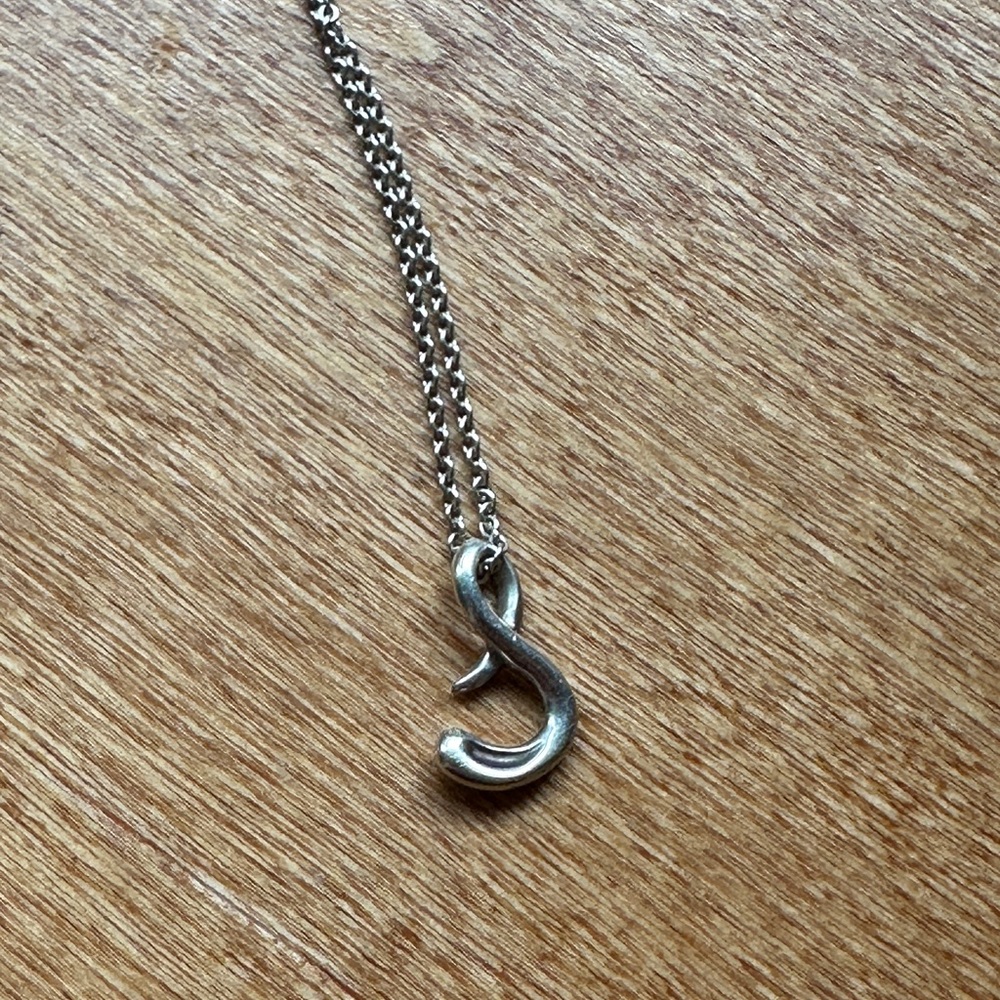 Authentic Tiffany & Co Elsa Peretti “S” Alphabet Letter Pendant on 16” Chain